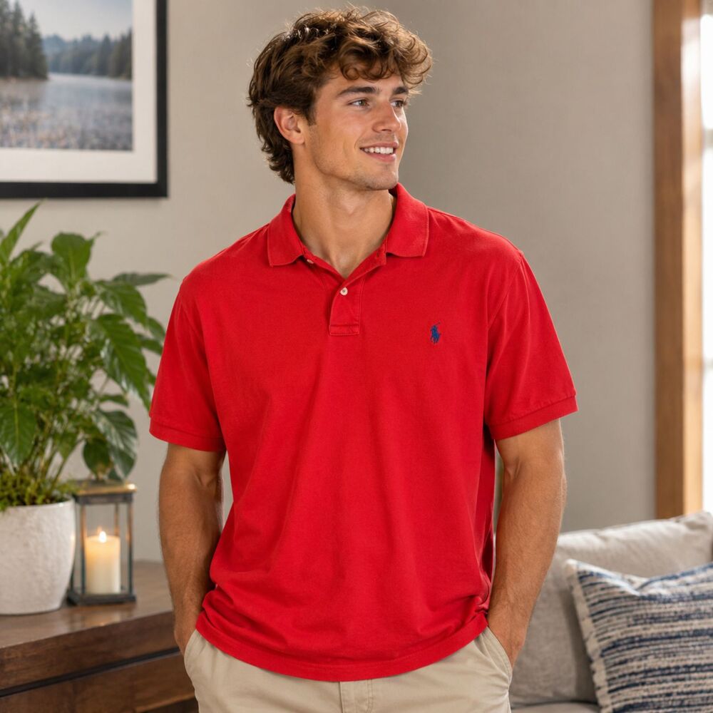 Polo by Ralph Lauren Mens Size XL Red Polo Shirt Pony Logo Short Sleeve Casual